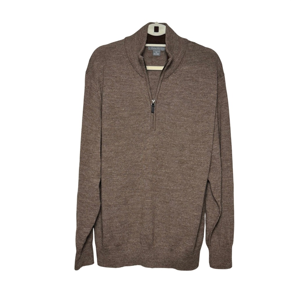 Daniel Cremieux Signature Collection 100% Alpaca Quarter Zip Sweater Brown XL